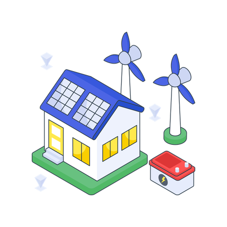 Electricidad solar/Energía solar doméstica  Illustration