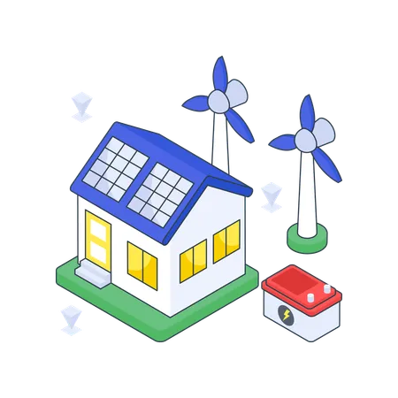 Electricidad solar/Energía solar doméstica  Illustration