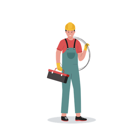 Électricien avec boîte à outils  Illustration
