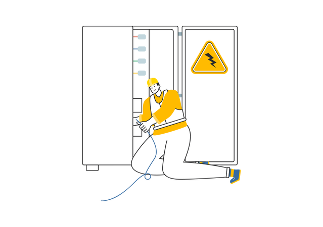 Électricien vérifiant l'alimentation électrique  Illustration