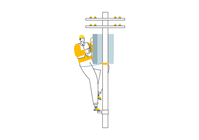 Electricista comprobando el suministro de energía  Ilustración