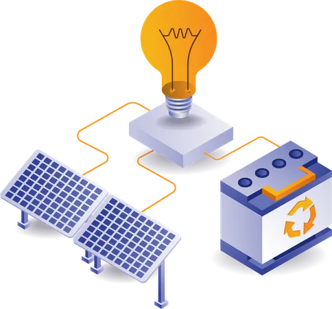 Électricité produite grâce à un panneau solaire  Illustration