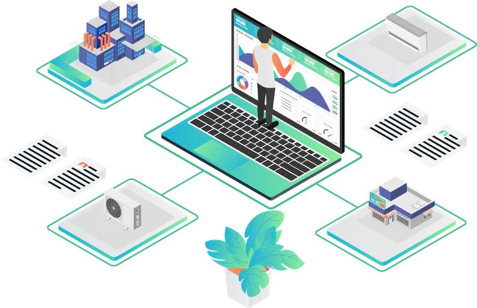 Electricity Business Management  Illustration