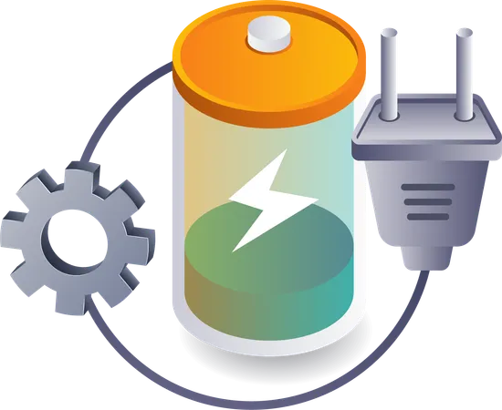 Electricity Generation Process from Batteries  Illustration