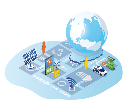 Electricity Generation using solar panels  Illustration