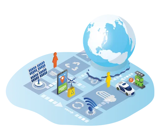 Electricity Generation using solar panels  Illustration