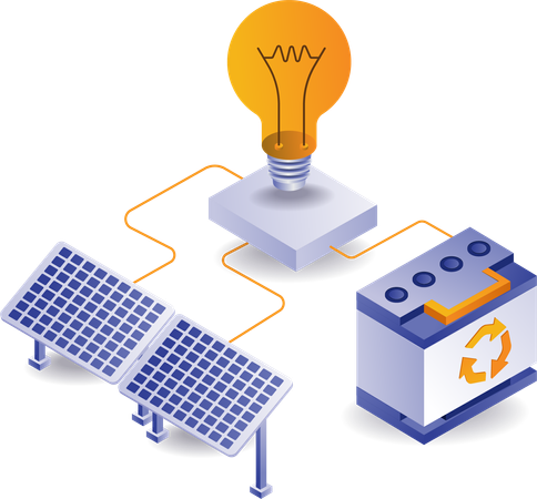 Electricity produced within solar panel  Illustration