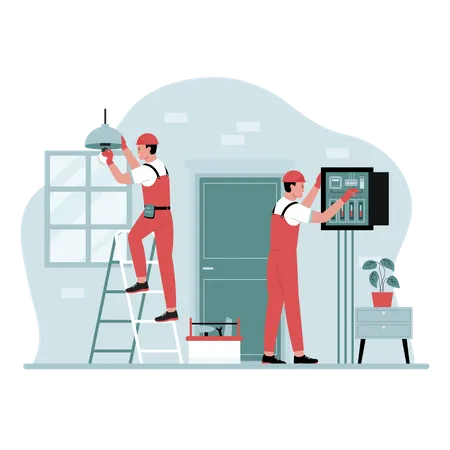Electricity repair work at home Illustration