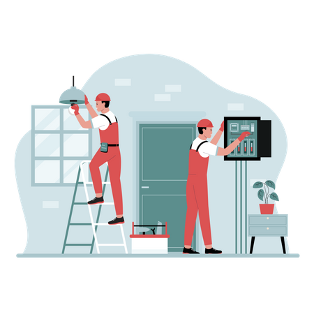 Electricity repair work at home  Illustration