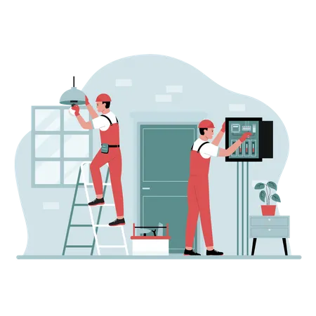 Electricity repair work at home  Illustration