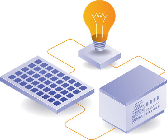 Electricity with battery solar panel technology  Illustration