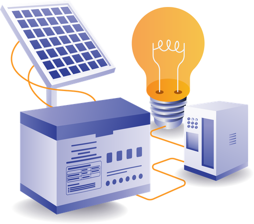 Electricity with solar panel energy  Illustration