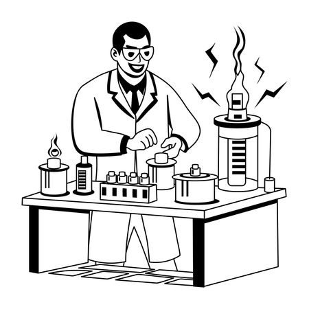 Electrochemist working in lab  Illustration