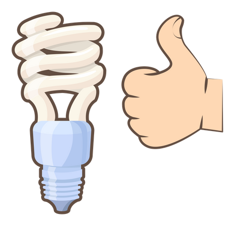 Electrodomésticos para iluminación y ahorro de electricidad.  Ilustración