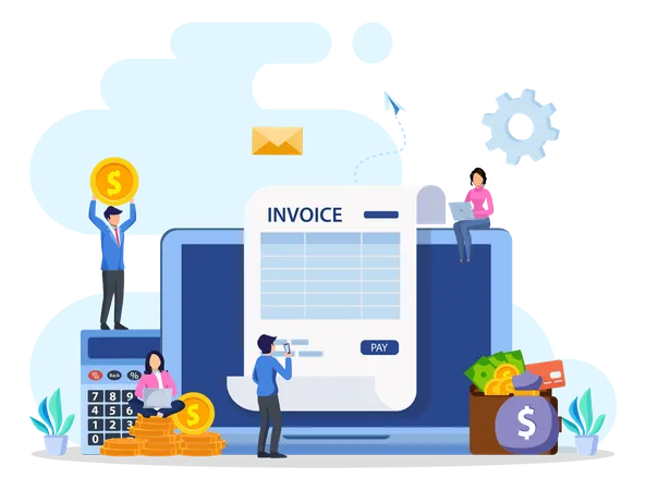 Online Digital Invoices Concept Vector Sending And Receiving Payment Using Electronic Invoice Illustration