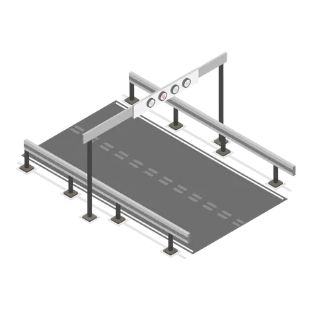 3 D Isometric Flat Vector Illustration Of Electronic Tolls Station Gate Item 2 Illustration