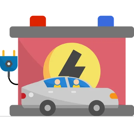Electronic Vehicle Battery  Illustration