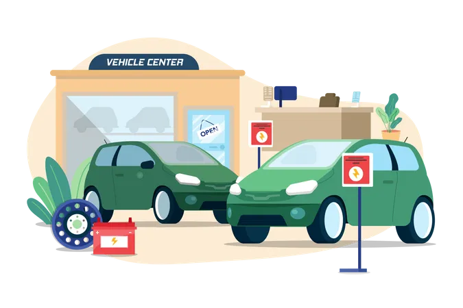 Electronic Vehicle Center Illustration