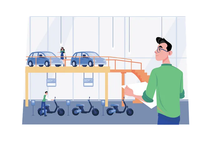 Electronic Vehicle Center  Illustration