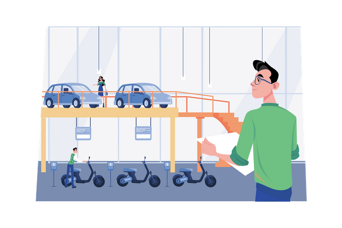 Electronic Vehicle Center  Illustration