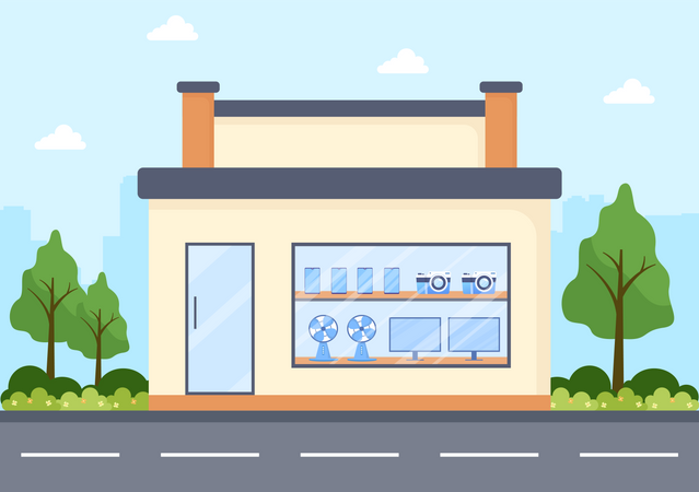 Electronics Shop Building  Illustration