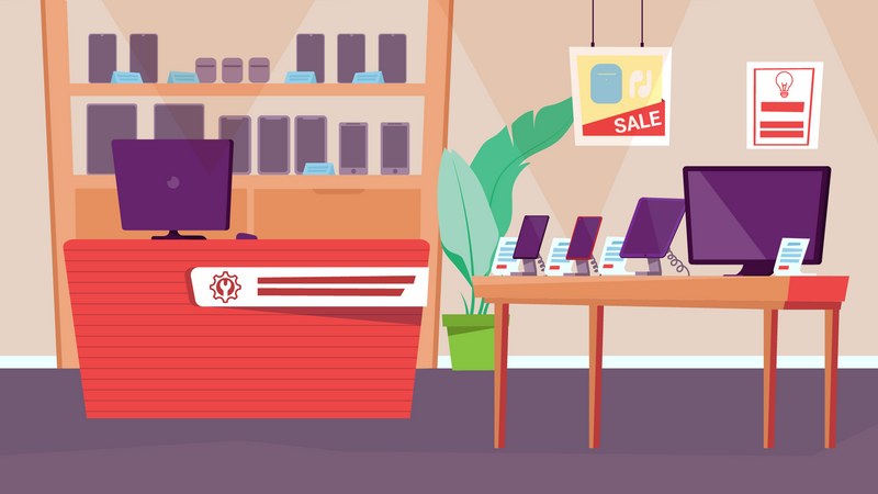 Electronics store interior  Illustration