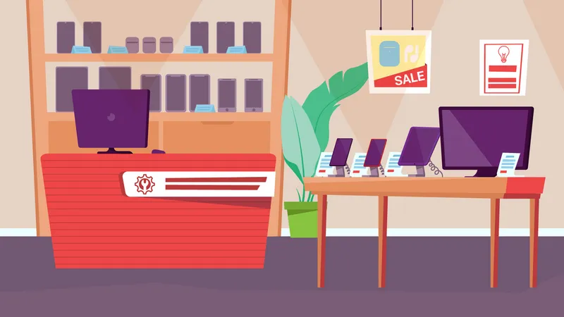 Electronics store interior  Illustration