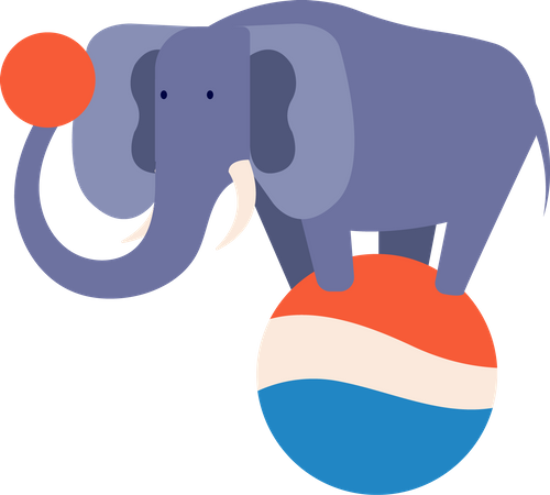 Elefant auf Ball  Illustration