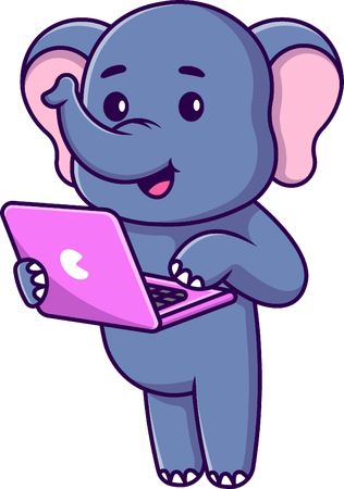 Elefant mit Laptop  Illustration