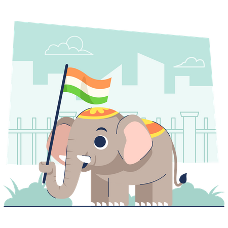 Elefant mit indischer Flagge  Illustration