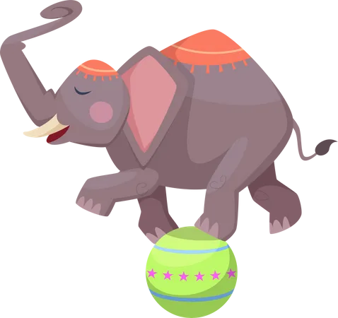 Elefante en pelota  Ilustración