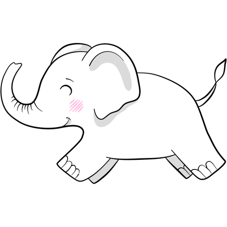 Elefante fofo brincando  Ilustração