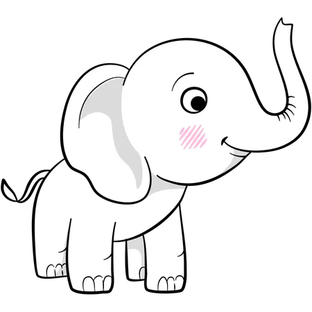 Elefante fofo em pé  Ilustração