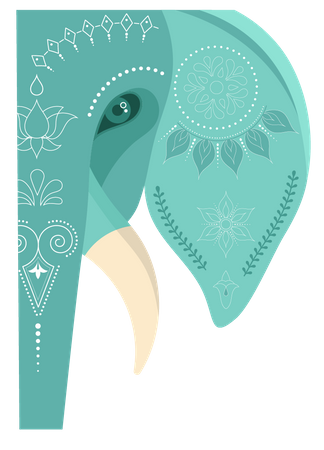 Elefante indiano decorado  Ilustração