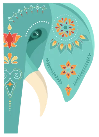 Elefante indiano decorado  Ilustração