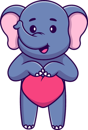 Elefante sosteniendo un corazón  Ilustración