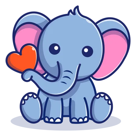 Elefantenbaby mit Herz  Illustration