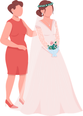 Elegant bride with mother Illustration