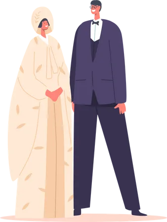 Elegant Japanese Bride and Groom  Illustration