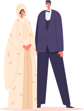 Elegant Japanese Bride and Groom  Illustration