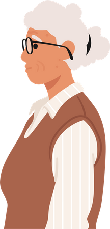 Elegant Senior Woman Stands In Profile  Illustration