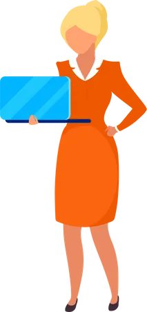 Elegant woman holding laptop  Illustration
