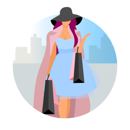 Elegant woman making purchases  Illustration