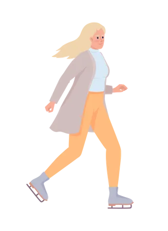 Elegant Woman Skating On Ice Semi Flat Color Vector Character Editable Figure Full Body Person On White Beautiful Female Athlete Simple Cartoon Style Illustration For Web Graphic Design Animation Illustration