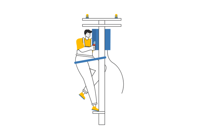 Elektriker repariert Transformator  Illustration