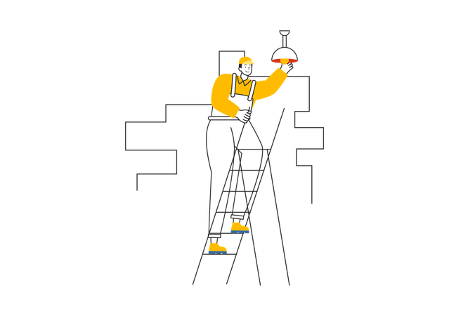 Elektriker beim Auswechseln der Glühbirne  Illustration