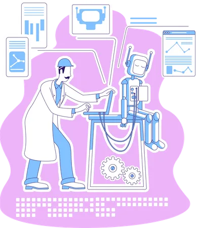 Elektrotechniker bei der Fehlersuche  Illustration