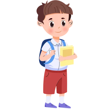 Elementary school boy carrying book  Illustration