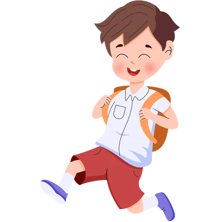 Elementary school boy walking while smiling  Illustration