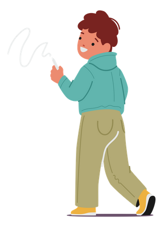 Elementary school boy writing  Illustration